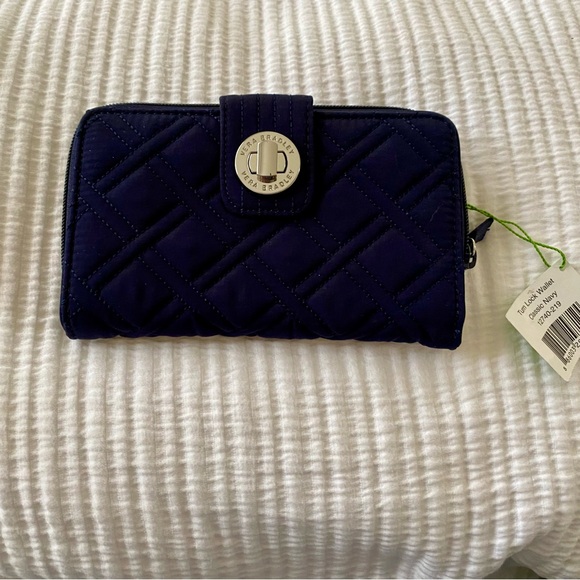 Vera Bradley Quilted Turn Lock Wallet in Classic Navy - Picture 2 of 5